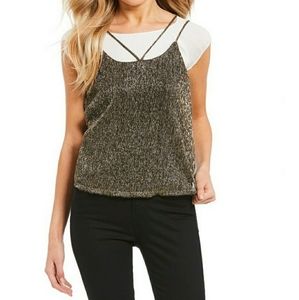 NWT MADDIE Juniors Gold Layered Top. JS